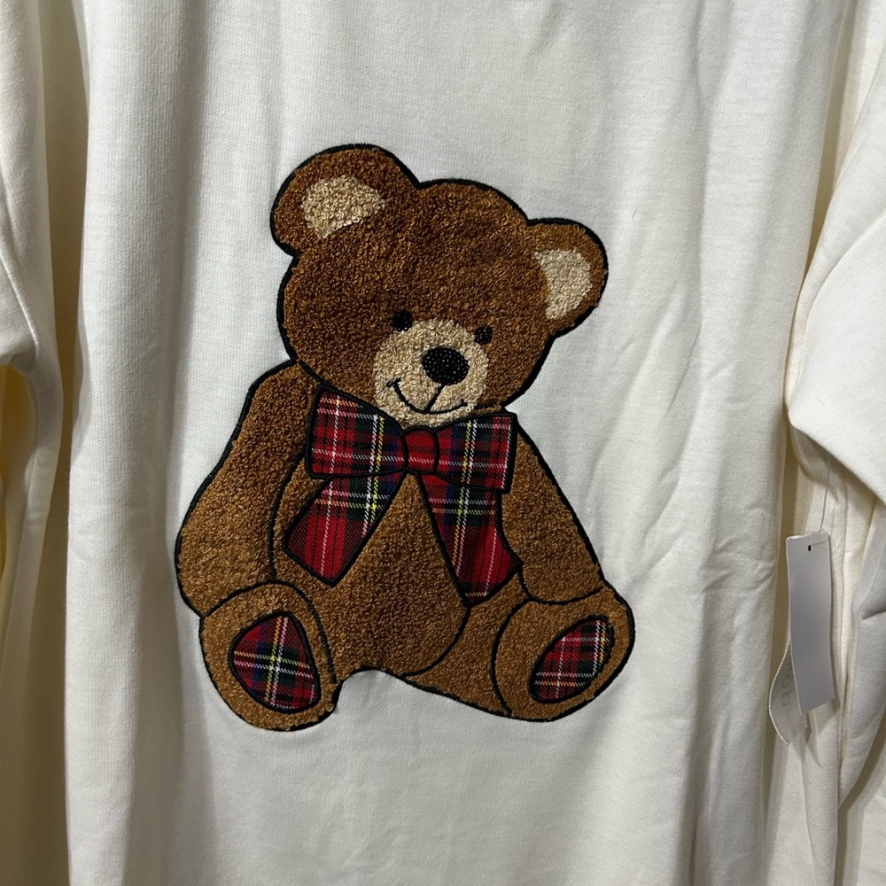 Workshop Republic Clothing  off white Cream Teddy Bear Sweatshirt - Picture 2 of 6